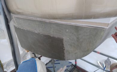 50 m Yacht - Hull repair after impact